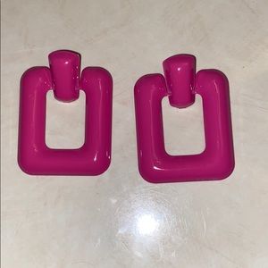 Pink fuchsia funky earrings